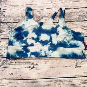 NWT Adore Me Blue and White Asymmetrical Sports Bra Size 3X